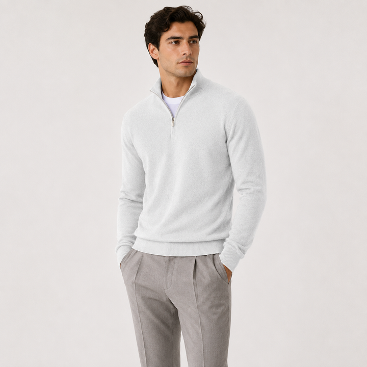 Men's Quarter Zip Knit Sweater Lightweight Warm Pullover