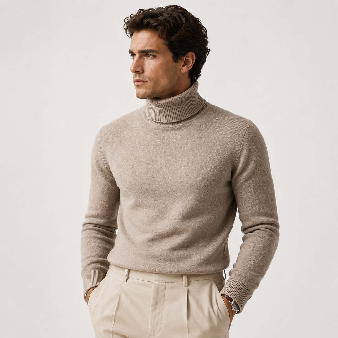Men's Knit Turtleneck Sweater Classic Winter Casual Pullover