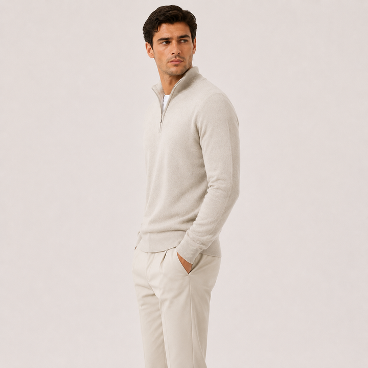 Men's Quarter Zip Knit Sweater Lightweight Warm Pullover