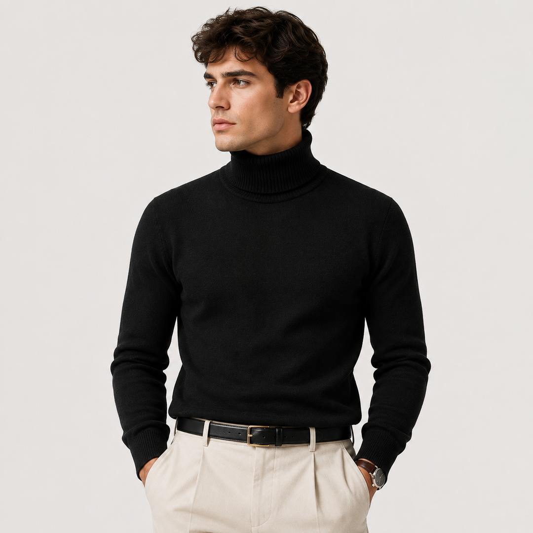 Men's Knit Turtleneck Sweater Classic Winter Casual Pullover