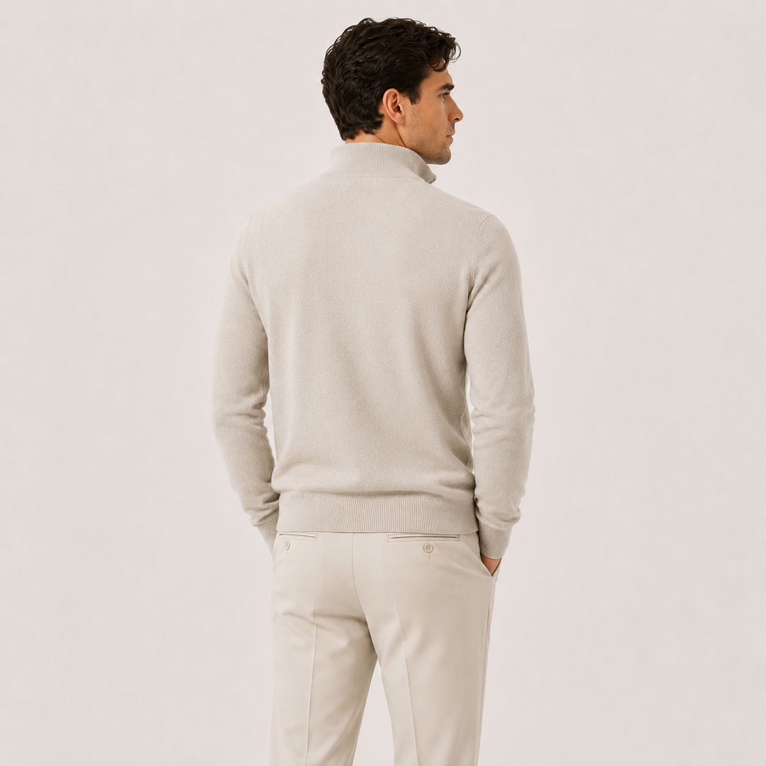 Men's Quarter Zip Knit Sweater Lightweight Warm Pullover