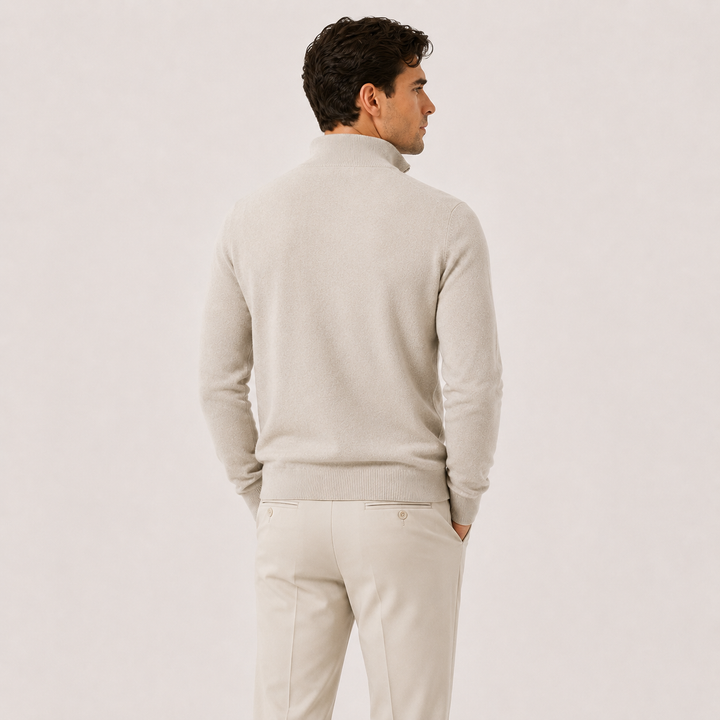 Men's Quarter Zip Knit Sweater Lightweight Warm Pullover