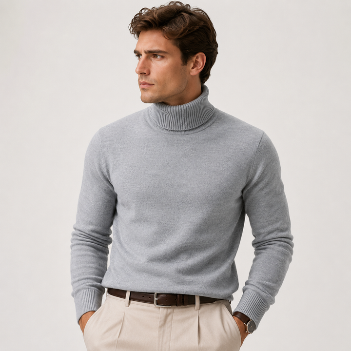 Men's Knit Turtleneck Sweater Classic Winter Casual Pullover