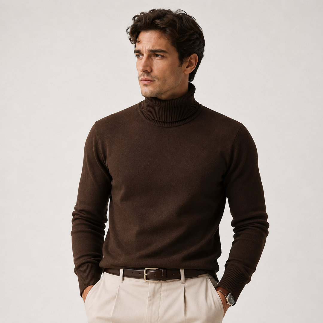 Men's Knit Turtleneck Sweater Classic Winter Casual Pullover