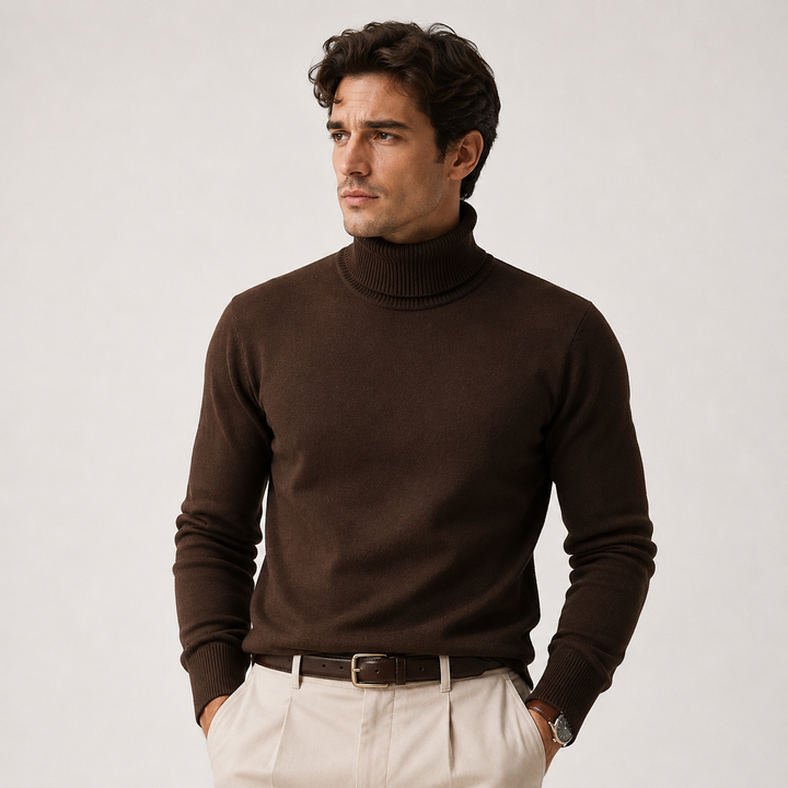 Men's Knit Turtleneck Sweater Classic Winter Casual Pullover