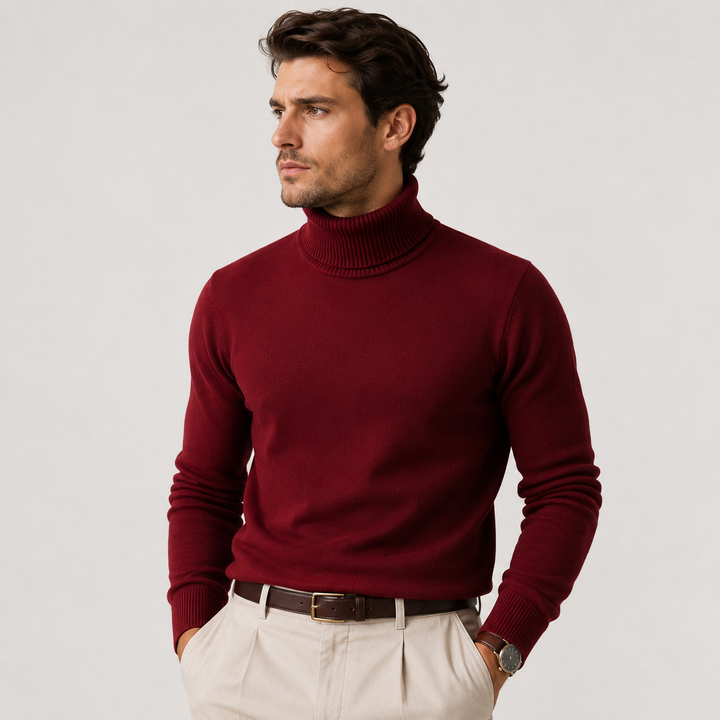 Men's Knit Turtleneck Sweater Classic Winter Casual Pullover