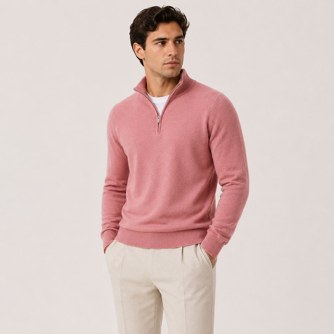 Men's Quarter Zip Knit Sweater Lightweight Warm Pullover