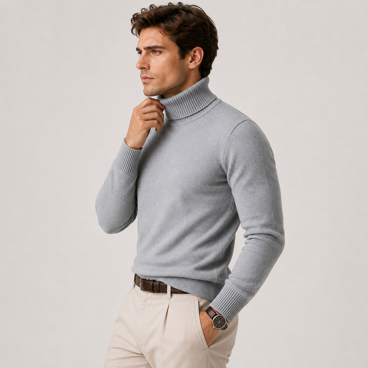 Men's Knit Turtleneck Sweater Classic Winter Casual Pullover