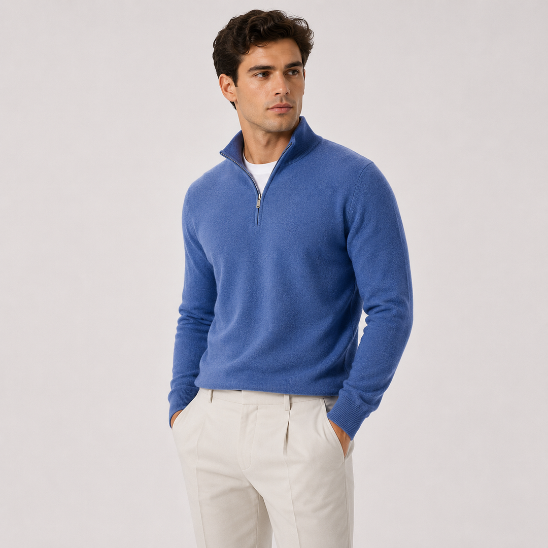 Men's Quarter Zip Knit Sweater Lightweight Warm Pullover