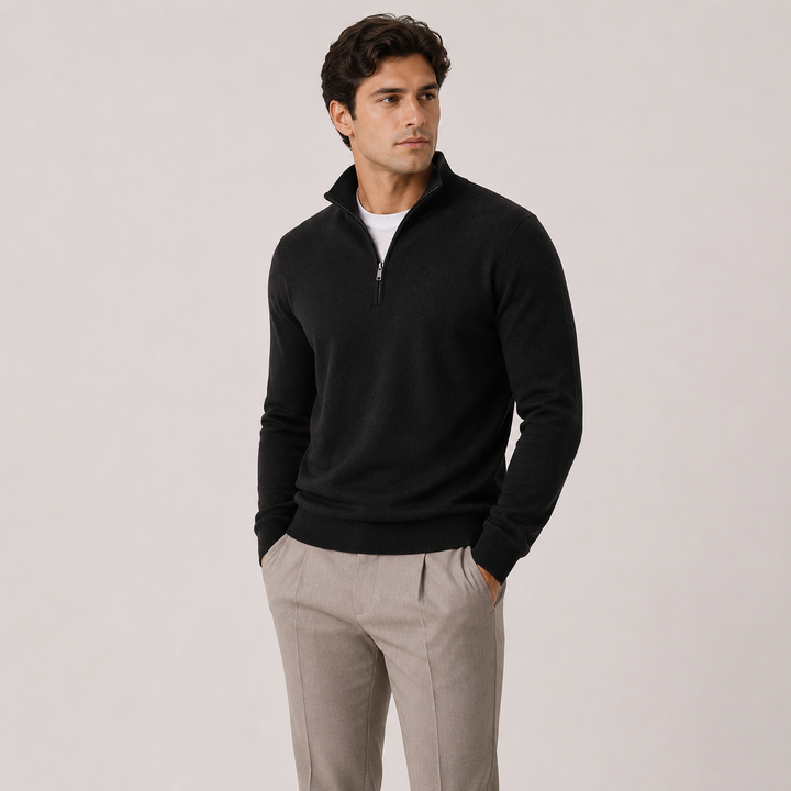 Men's Quarter Zip Knit Sweater Lightweight Warm Pullover