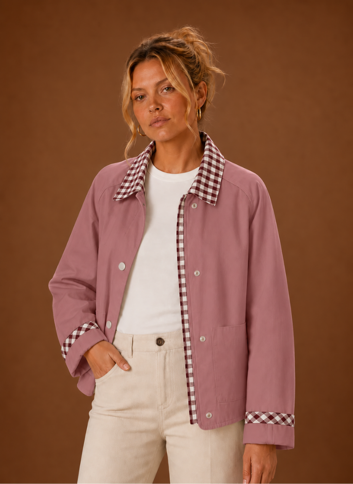 Women’s Barn Jacket - Check Collar Casual Coat