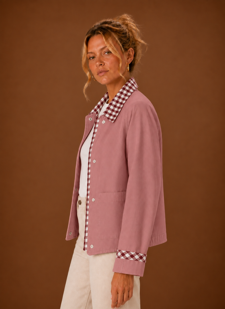 Women’s Barn Jacket - Check Collar Casual Coat