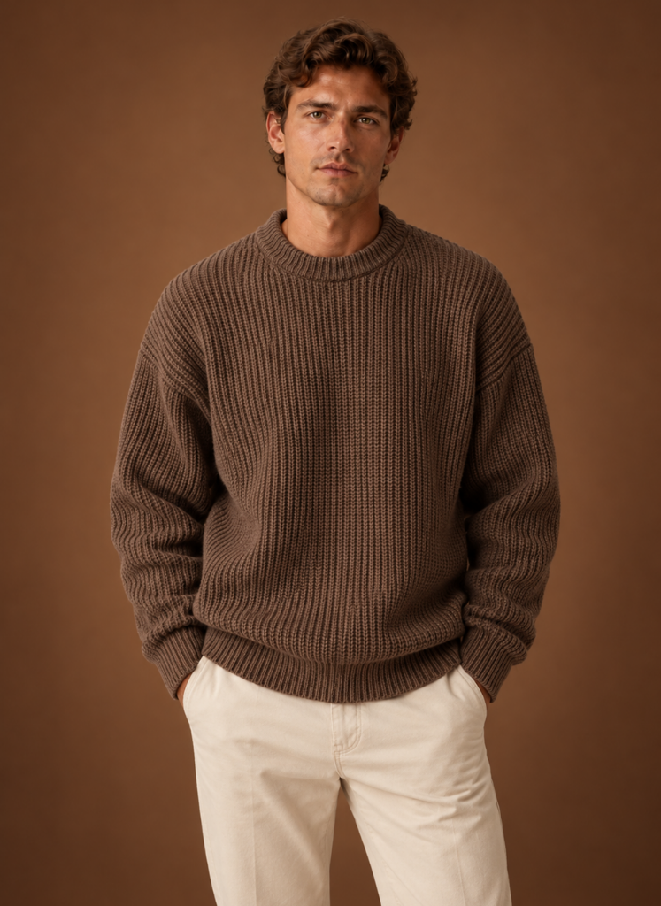 Men's Chunky Knit Crewneck Sweater