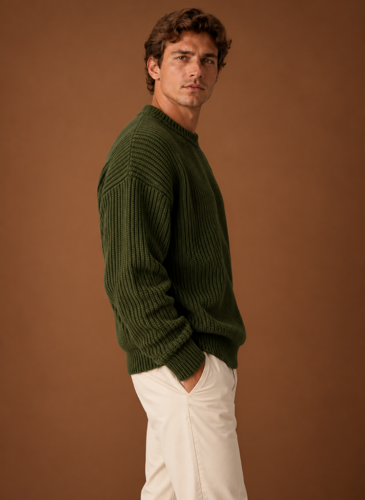 Men's Chunky Knit Crewneck Sweater