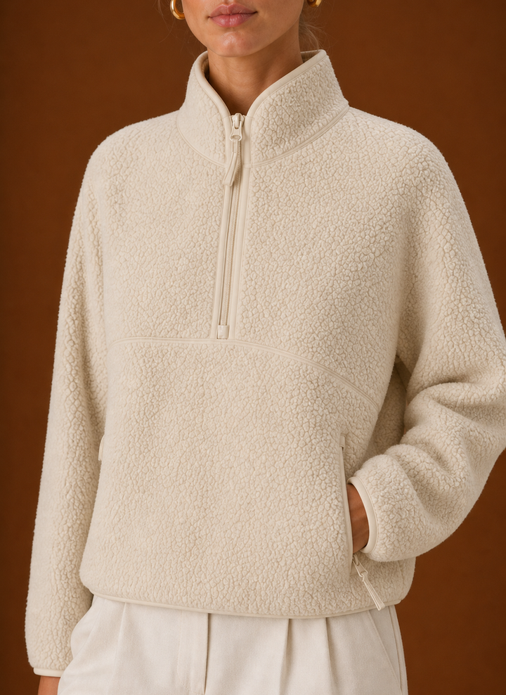 Women’s Sherpa Quarter Zip Pullover – Fleece Oversized Sweatshirt