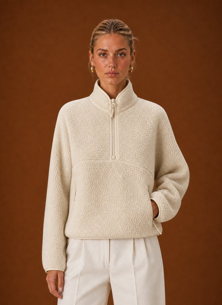 Women’s Sherpa Quarter Zip Pullover – Fleece Oversized Sweatshirt