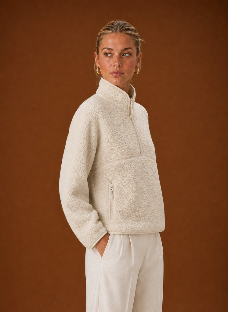Women’s Sherpa Quarter Zip Pullover – Fleece Oversized Sweatshirt