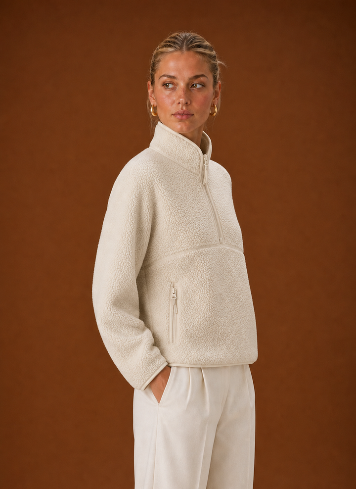 Women’s Sherpa Quarter Zip Pullover – Fleece Oversized Sweatshirt