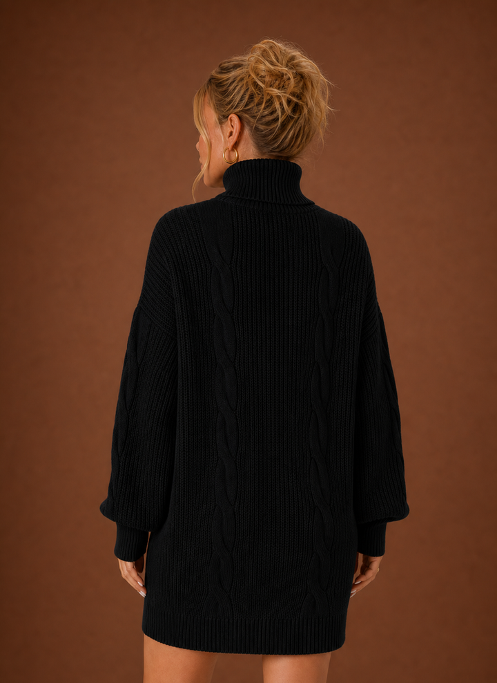 Women's Turtleneck Sweater Dress - Pullover Knit Dress
