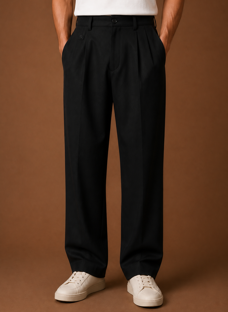 Men's Wide Leg Pleated Pants
