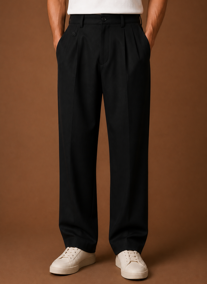 Men's Wide Leg Pleated Pants