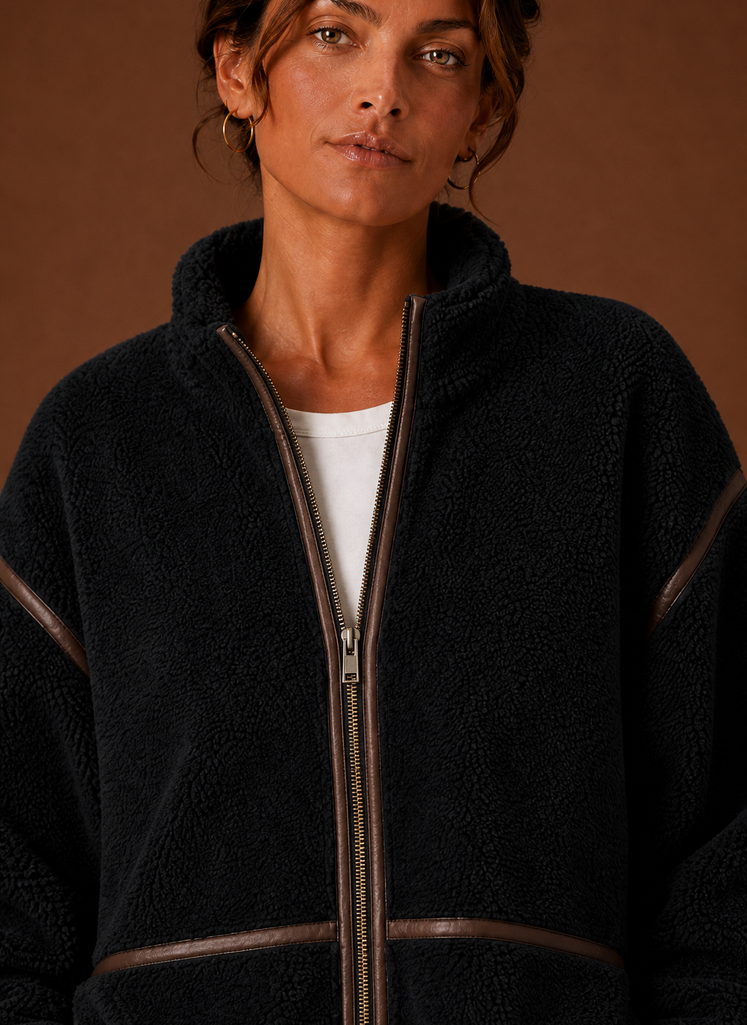 Women’s Sherpa Jacket - Zip-Up Fleece Coat