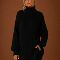 Women's Turtleneck Sweater Dress - Pullover Knit Dress