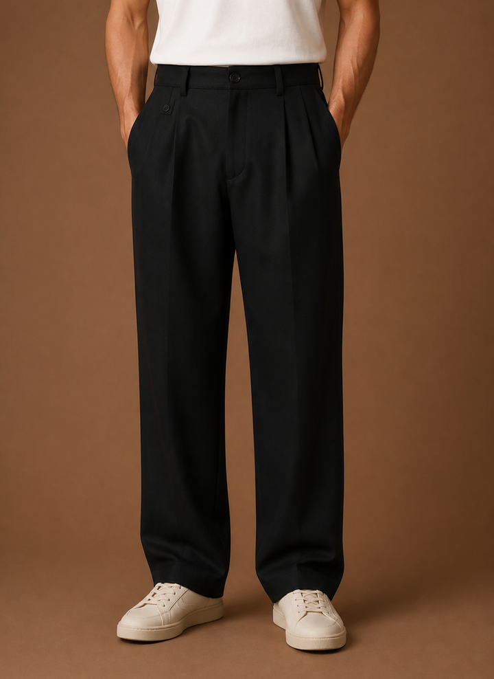 Men's Wide Leg Pleated Pants