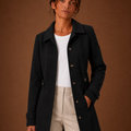 Women's Trench Coat - Mid-Length Button Front Jacket