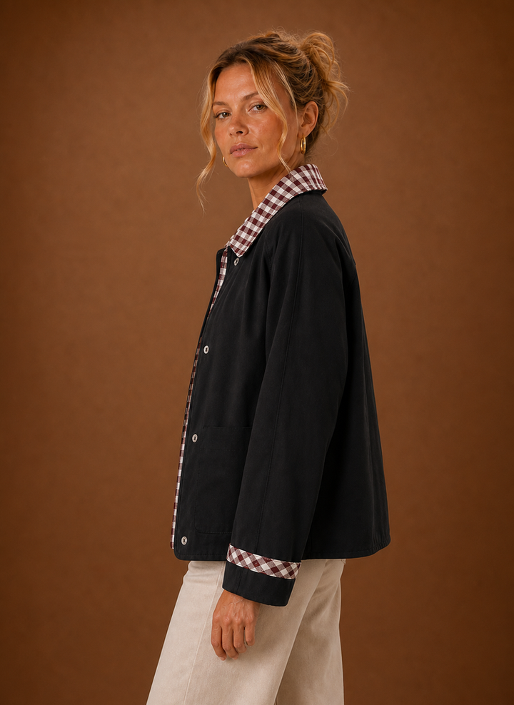 Women’s Barn Jacket - Check Collar Casual Coat