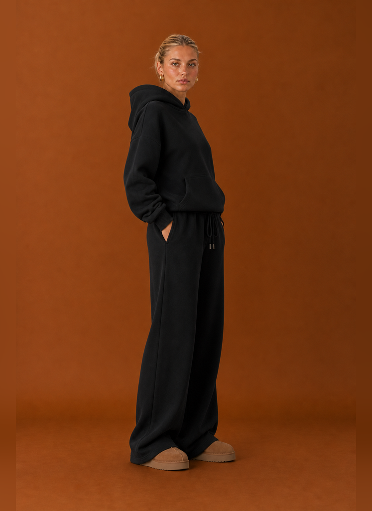 Women's Sweatsuit - Cozy Hoodie & Wide Leg Sweatpants Tracksuit Set