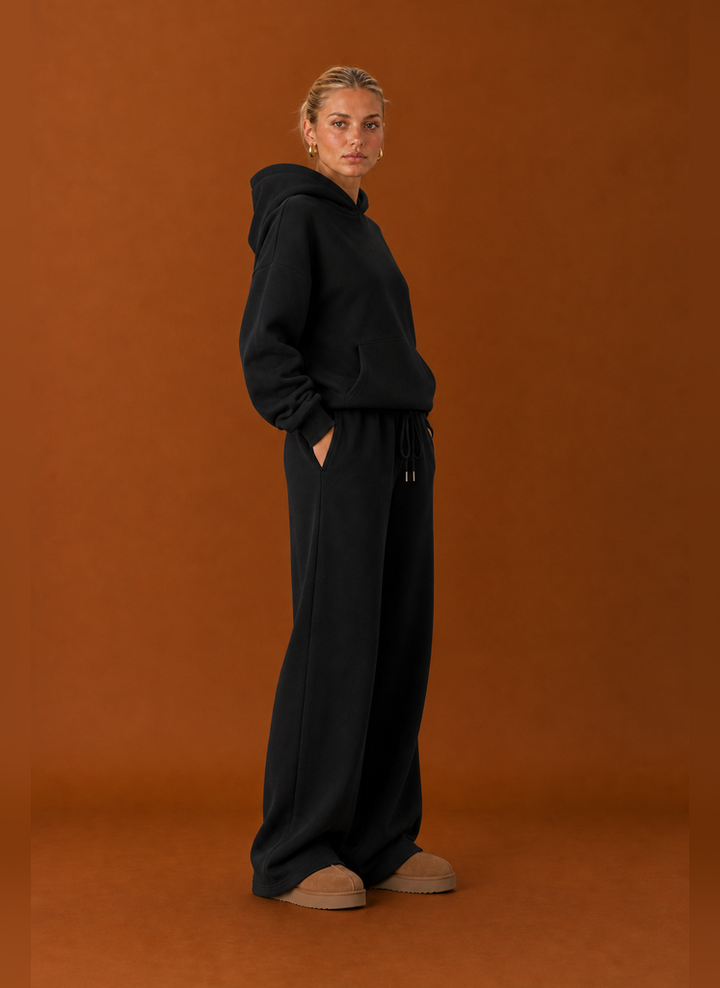 Women's Sweatsuit - Cozy Hoodie & Wide Leg Sweatpants Tracksuit Set