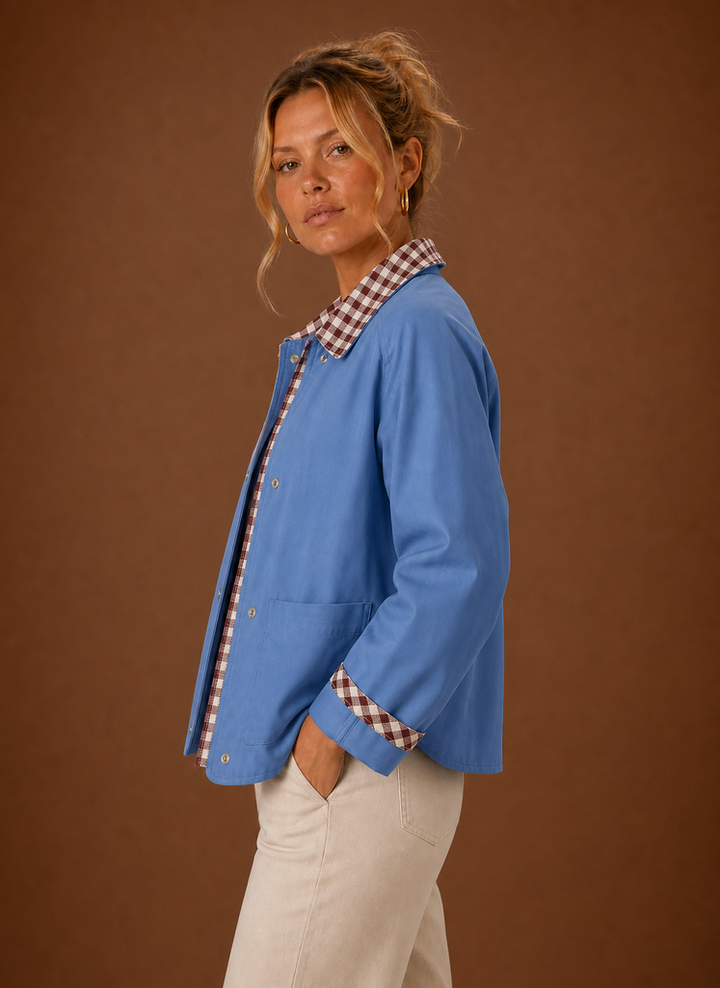 Women’s Barn Jacket - Check Collar Casual Coat