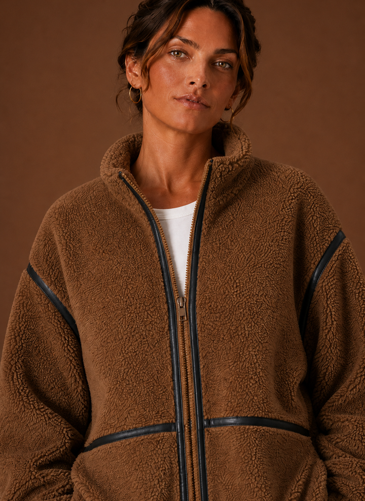 Women’s Sherpa Jacket - Zip-Up Fleece Coat