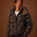 Women's Puffer Jacket - Leopard Print Quilted Winter Coat