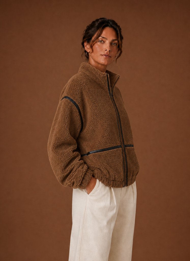 Women’s Sherpa Jacket - Zip-Up Fleece Coat