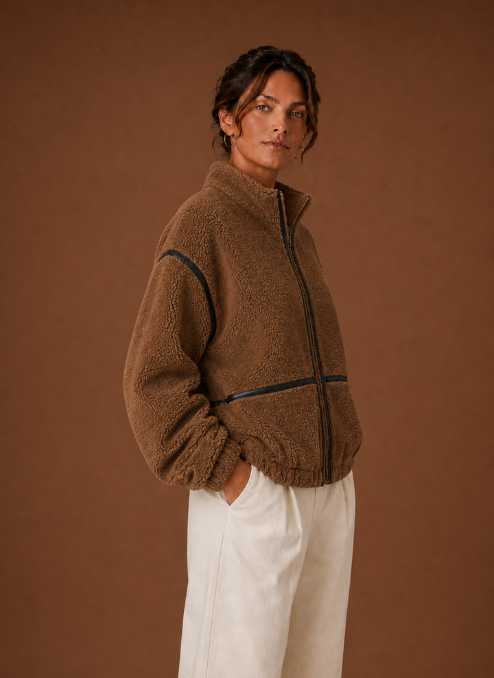 Women’s Sherpa Jacket - Zip-Up Fleece Coat