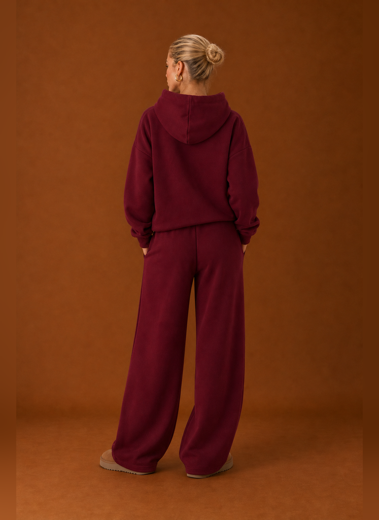 Women's Sweatsuit - Cozy Hoodie & Wide Leg Sweatpants Tracksuit Set