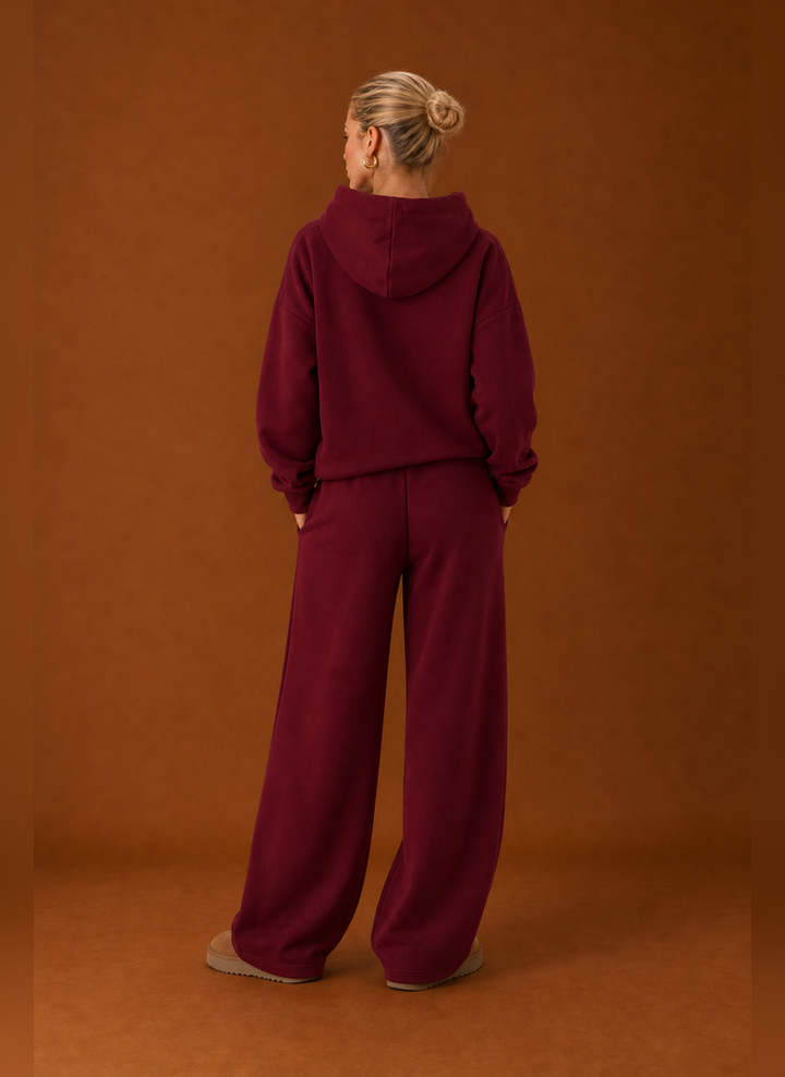 Women's Sweatsuit - Cozy Hoodie & Wide Leg Sweatpants Tracksuit Set