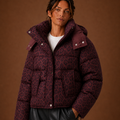 Women's Puffer Jacket - Leopard Print Quilted Winter Coat