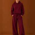 Women's Sweatsuit - Cozy Hoodie & Wide Leg Sweatpants Tracksuit Set