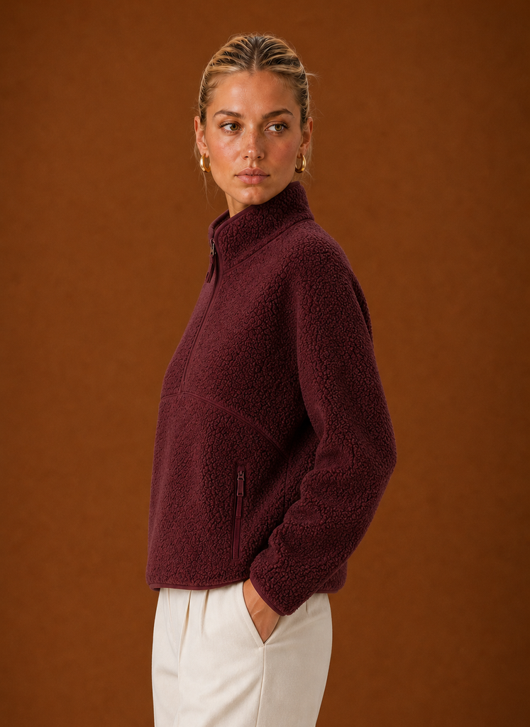 Women’s Sherpa Quarter Zip Pullover – Fleece Oversized Sweatshirt