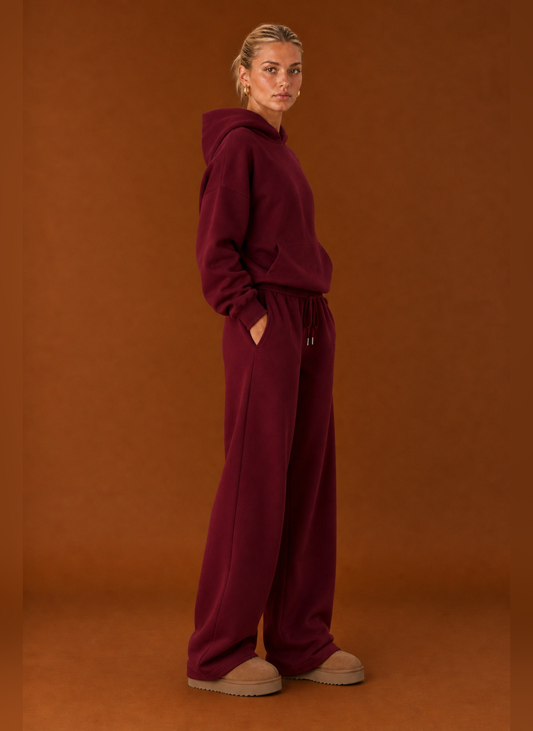 Women's Sweatsuit - Cozy Hoodie & Wide Leg Sweatpants Tracksuit Set