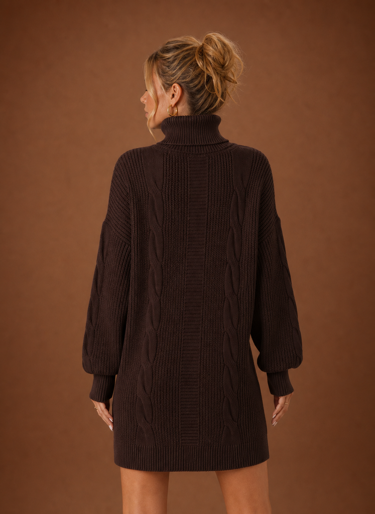 Women's Turtleneck Sweater Dress - Pullover Knit Dress