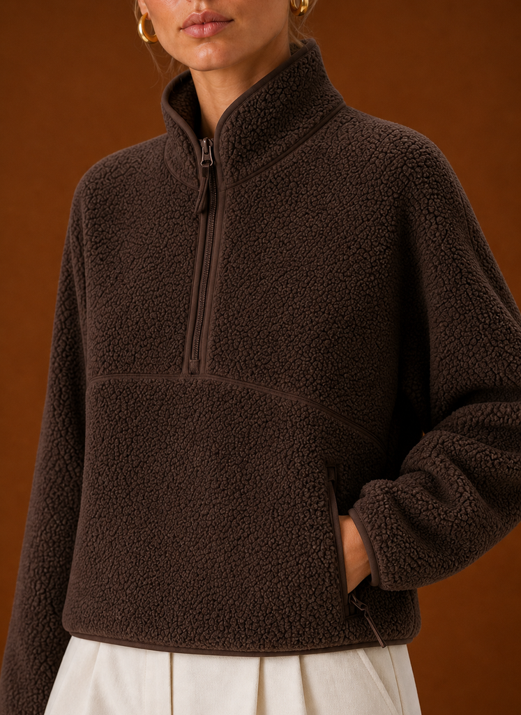 Women’s Sherpa Quarter Zip Pullover – Fleece Oversized Sweatshirt