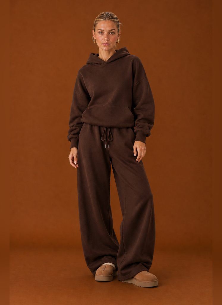Women's Sweatsuit - Cozy Hoodie & Wide Leg Sweatpants Tracksuit Set