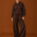 Women's Sweatsuit - Cozy Hoodie & Wide Leg Sweatpants Tracksuit Set
