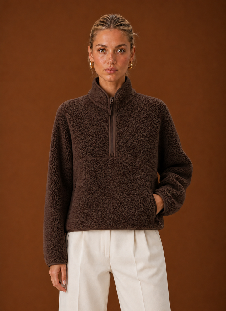 Women’s Sherpa Quarter Zip Pullover – Fleece Oversized Sweatshirt