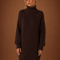 Women's Turtleneck Sweater Dress - Pullover Knit Dress