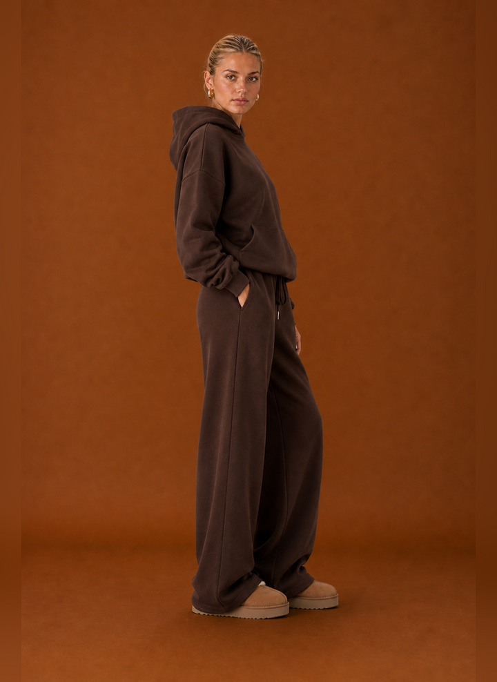 Women's Sweatsuit - Cozy Hoodie & Wide Leg Sweatpants Tracksuit Set